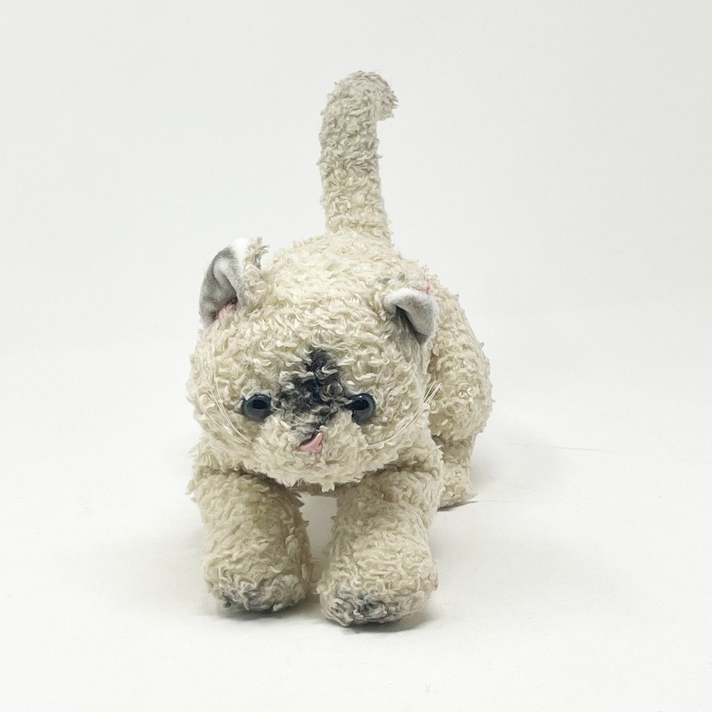 Gund Cream Sherpa Kitten Cat Plush Bootsie Pouncing Kitten 8" Blue Eyes
